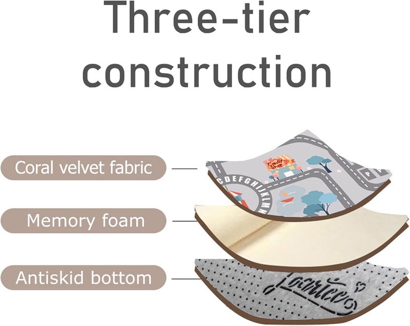 Loartee Soft Kids Educational Rug - 0.78" Thick Road Rug, ABC Alphabet & Numbers Play Mat for Toddlers, Game Area Rug, Baby Crawling Mats, Sweet Life, Gray - Image 4
